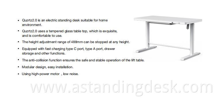 Hot Sale Tempered Glass Wireless USB Charged Desk